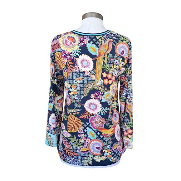JOHNNY WAS Janice Favorite V Neck Tee Small Kimono Long Sleeve Top Boho Floral - Picture 4 of 12